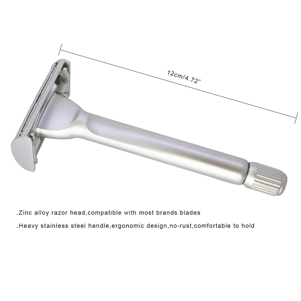 Butterfly Open Double Edge Safety Razor with 10 Original Blades Classic Hair Removal Shaver for Men