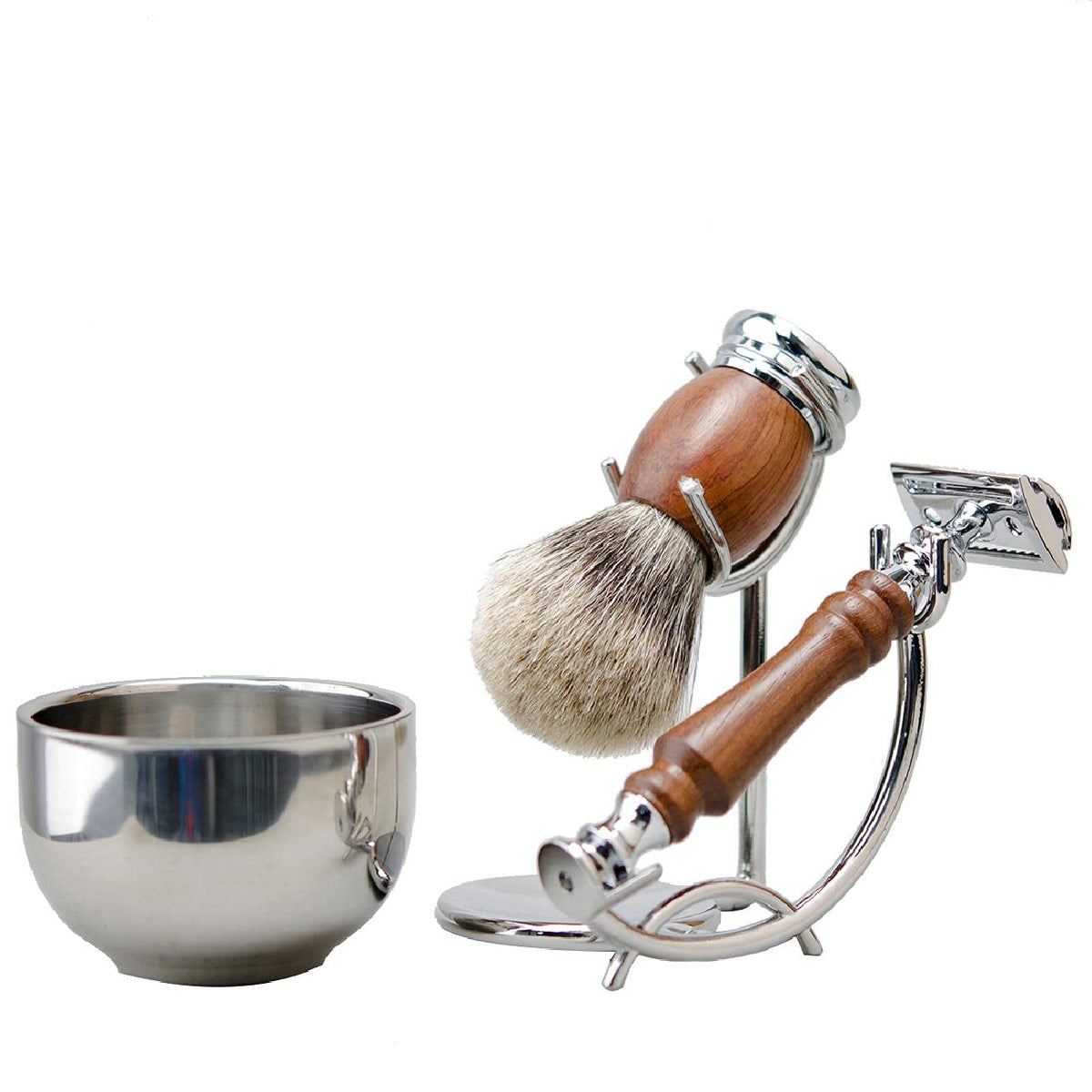 Safety Razor Shaving Kit for Men, Pure Badger Hair Shaving Brush