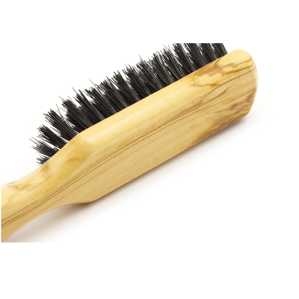 Genuine 100% Medium Stiffness Boar Bristle 5-Row Hairbrush with Polished Olivewood Handle MADE in GERMANY