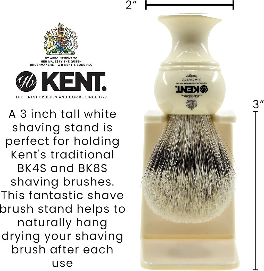 VSB5 Small White Plastic Shaving Brush Stand for Self Adhesive Hang Drying Shave Brush. Essential Part of Any Mens Shaving Kit, Shaving Brush Holder Extends Natural Bristle Shaving Brushes Life